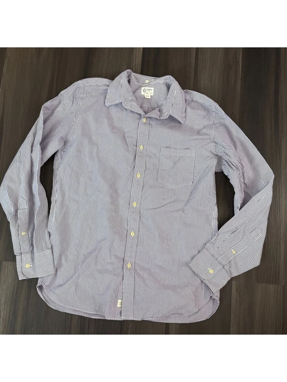 J.Crew Men's Sz Large Purple Striped 2-Ply Cotton Button Down Shirt Long Sleeve